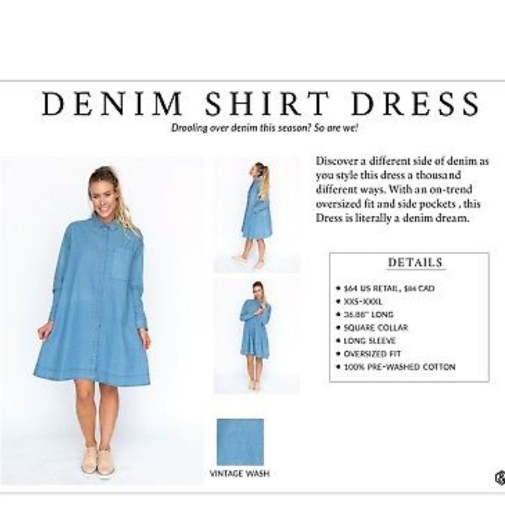 Agnes & Dora Denim Shirt Dress - XXL